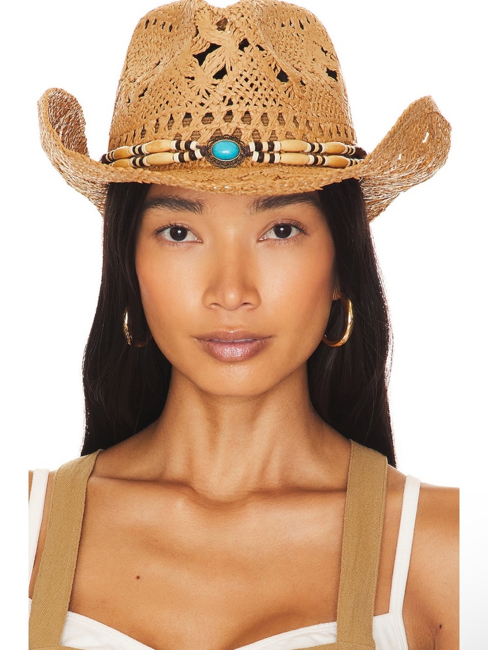 8 Other Reasons Revolve Coastal Cowboy Hat in Natural Beaded Turquoise $59 MSRP - Picture 3 of 7
